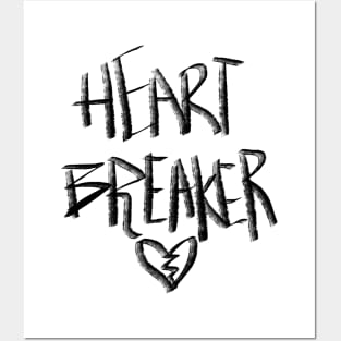 Heart Breaker Hand Lettering Brush Strokes and Cracked Heart Doodle, made by EndlessEmporium Posters and Art